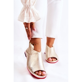 Nicole Kožne sandale na klizačima od zlatnog klora zlatna 1