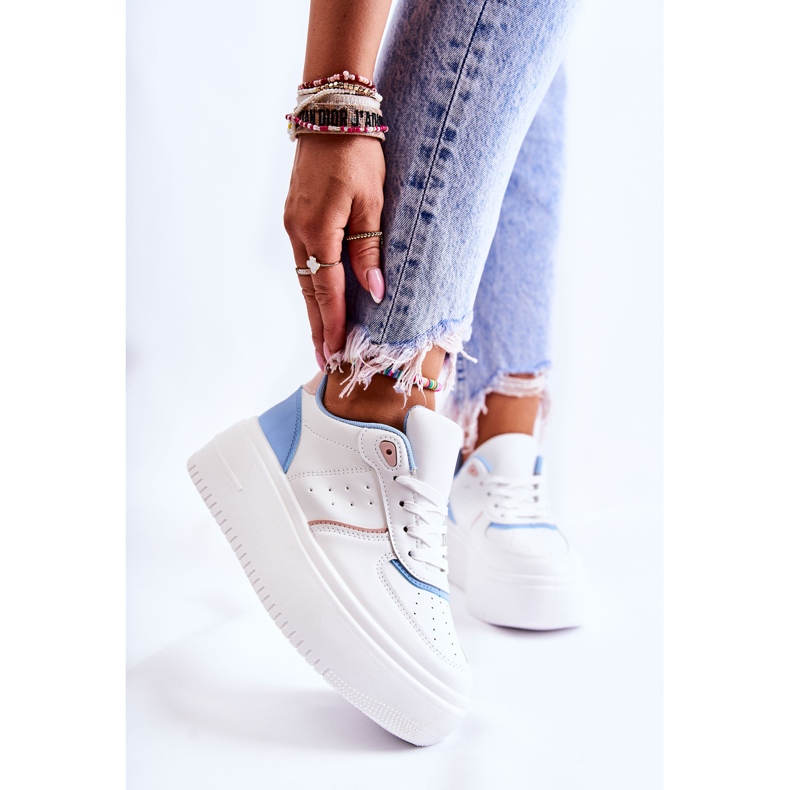 PS1 Ženske vezane sportske cipele Tenisice bijele i plave Manila bijela plava 1