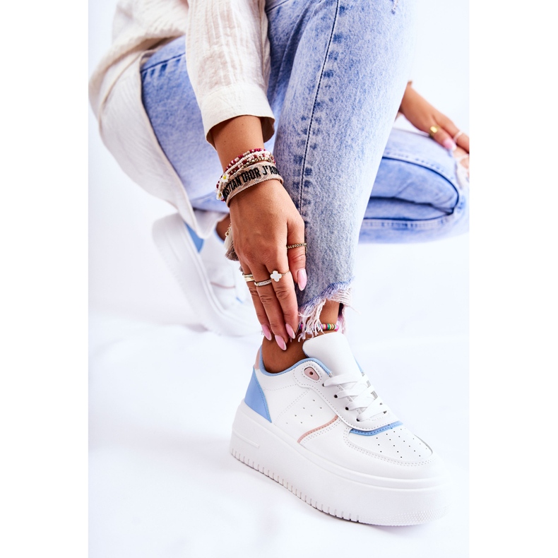 PS1 Ženske vezane sportske cipele Tenisice bijele i plave Manila bijela plava 2