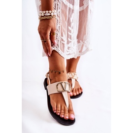 PS1 Ženske sandale japanke s bež Calia ukrasom 1