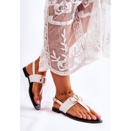 PS1 Ženske sandale japanke s bijelim Calia ukrasom bijela 2