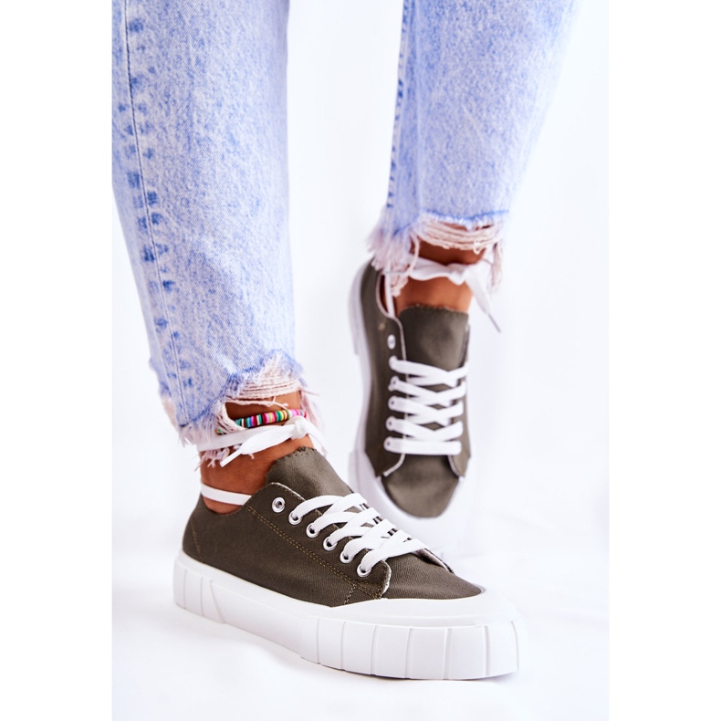 PS1 Ženske kaki tenisice s platformom zelena 2