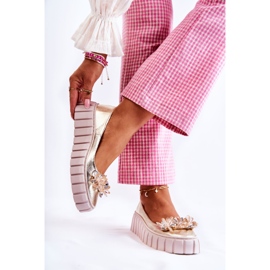 PA2 Kožne balerinke na platformu sa zlatnim ladette ornamentom 2