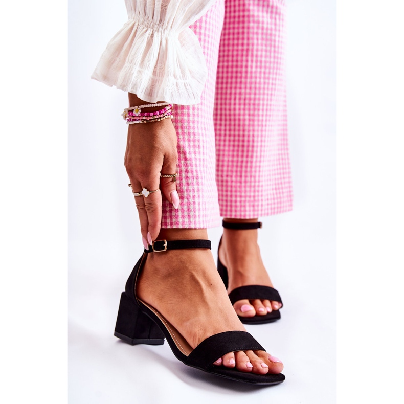 PA2 Ženske sandale na visoku petu od brušene kože, crne Tellis crna 1