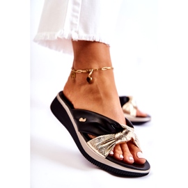 PE1 Udobne kožne ženske papuče crno-zlatne Neyla crna zlatni 3