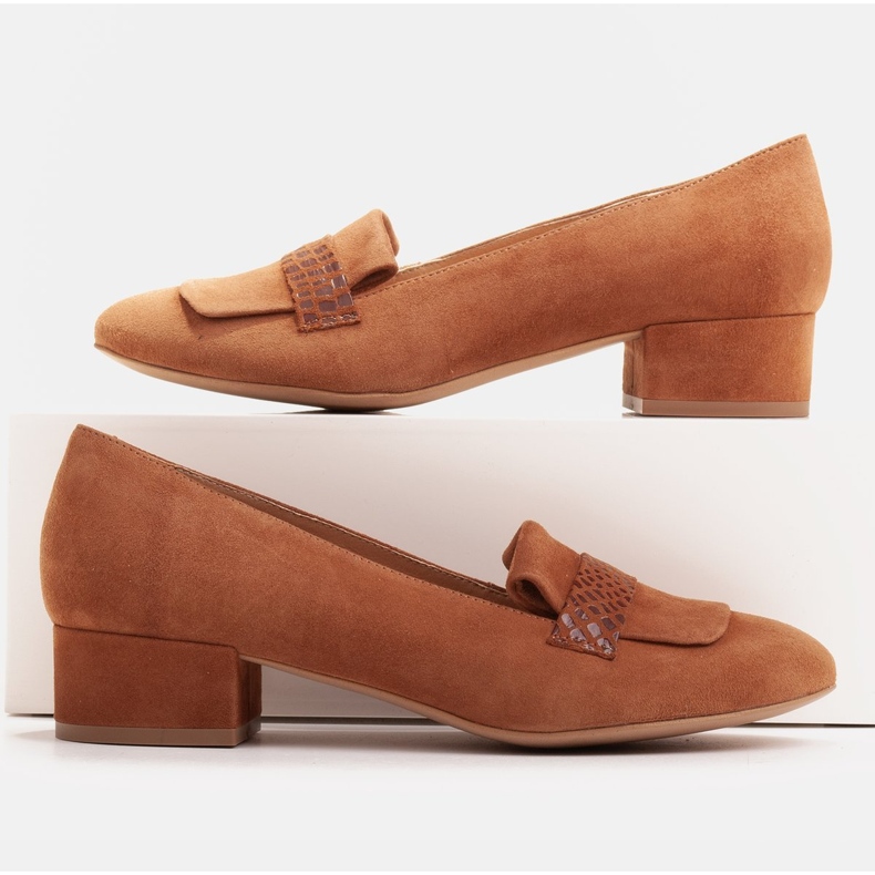 Radoskór Klasične smeđe ženske pumpe za šire stopalo smeđa 1