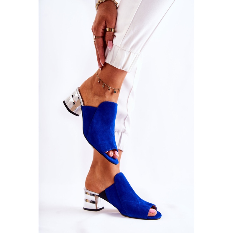 Ženske antilop papuče na petu mornarsko plave plava 2