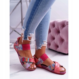 Ženske sandale Maciejka Pink 03375 Koža ružičasta raznobojna 3
