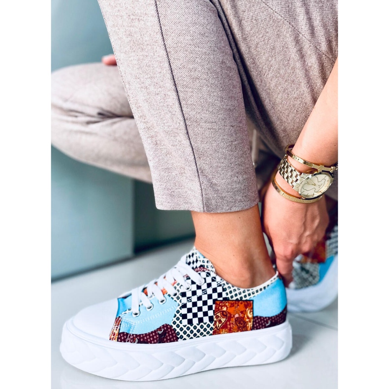 Madi Red Jacquard Weave tenisice s visokim potplatom raznobojna 1