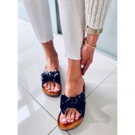 Plutaste papuče s mašnom Amur Black crno 1