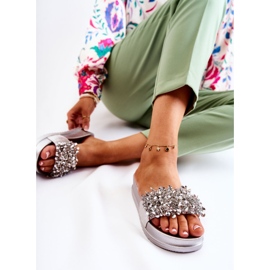 PG1 Ženske papuče na platformu sa srebrnim Almina ornamentima srebro 2