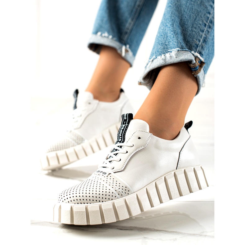 ARTIKER Bijele modne kožne cipele bijela 1