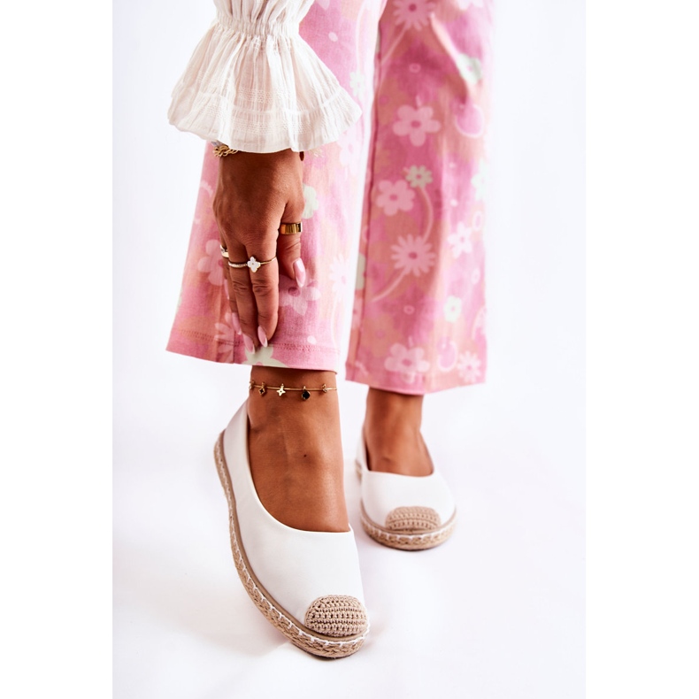 Klasične ženske bijele kožne espadrile Calabria bež bijela 1