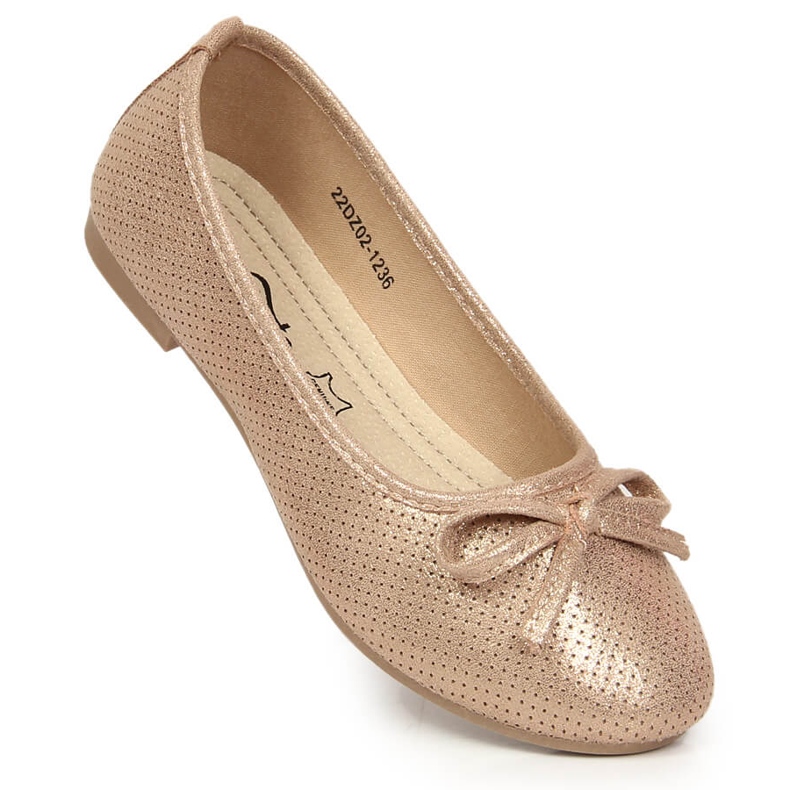 Balerinke za djevojčice s mašnom roza eVento zlatni 1