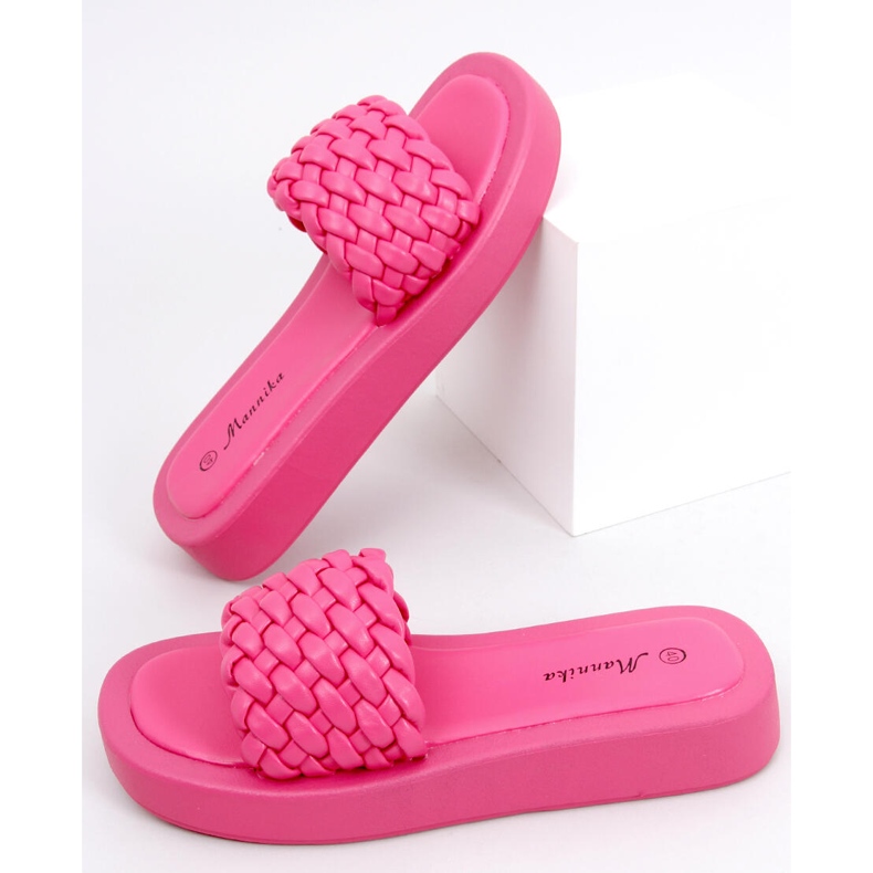 Sandale na visoku petu s pletenim Elida Fushia prugama ružičasta 1