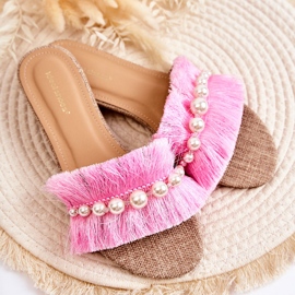 PG2 Ženske papuče s ukrasnom ružičastom Ramisa trakom bež ružičasta 2