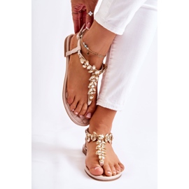 PG2 Ženske sandale japanke s ukrasnim remenom bež dnevne boje 1