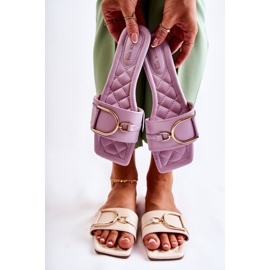 Ženske klasične kožne papuče s ljubičastim Shilla ukrasom ljubičasta 1