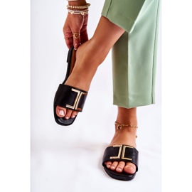 PG1 Ženske klasične kožne papuče s crnim ornamentom Maren crno 2