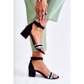 PG1 Moderne antilop sandale na nisku petu crne Nallia crno plava srebro 2