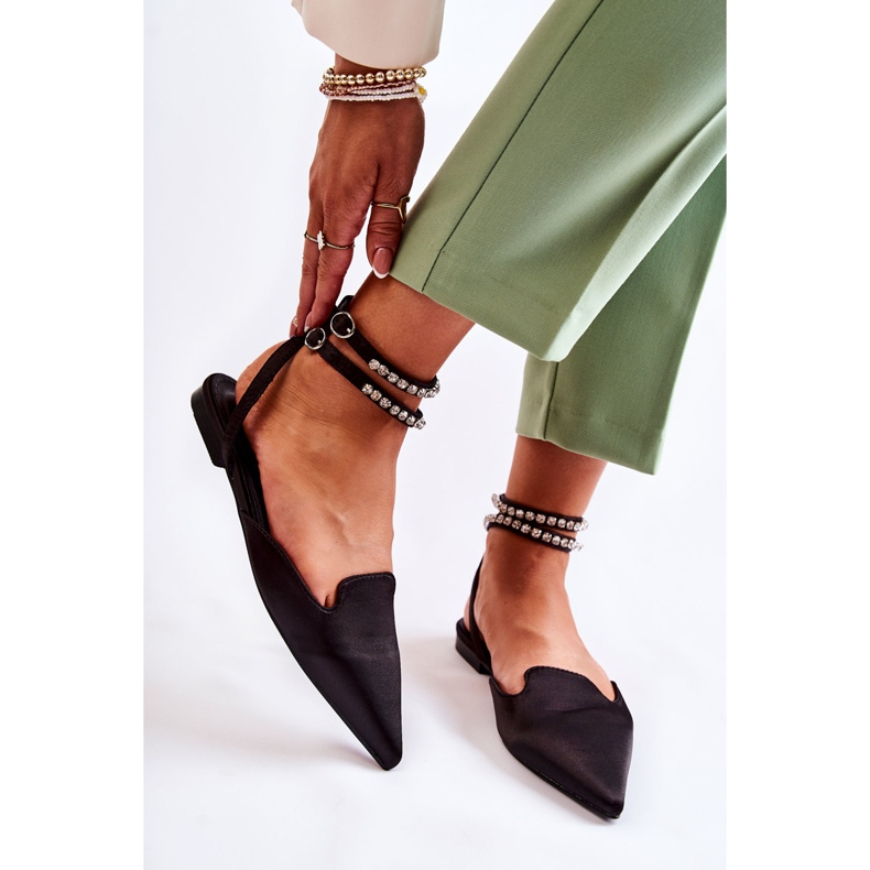 WS1 Crne ženske sandale Amisha sa Spitz prstima crno 2