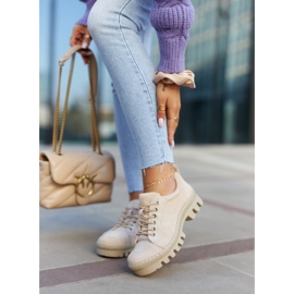 S.Barski Ženske cipele na vezanje od brušene kože, bež 1