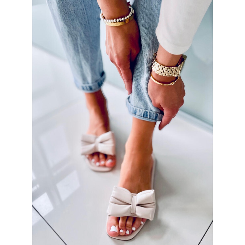 Mili Bež papuče s mašnom 1