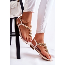 PG2 Modne sandale japanke s leptirima svijetlo bež Jennissa 1