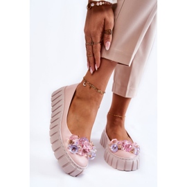 PA2 Kožne balerinke na platformu sa šarenim ružičastim ladette ukrasom ružičasta 1