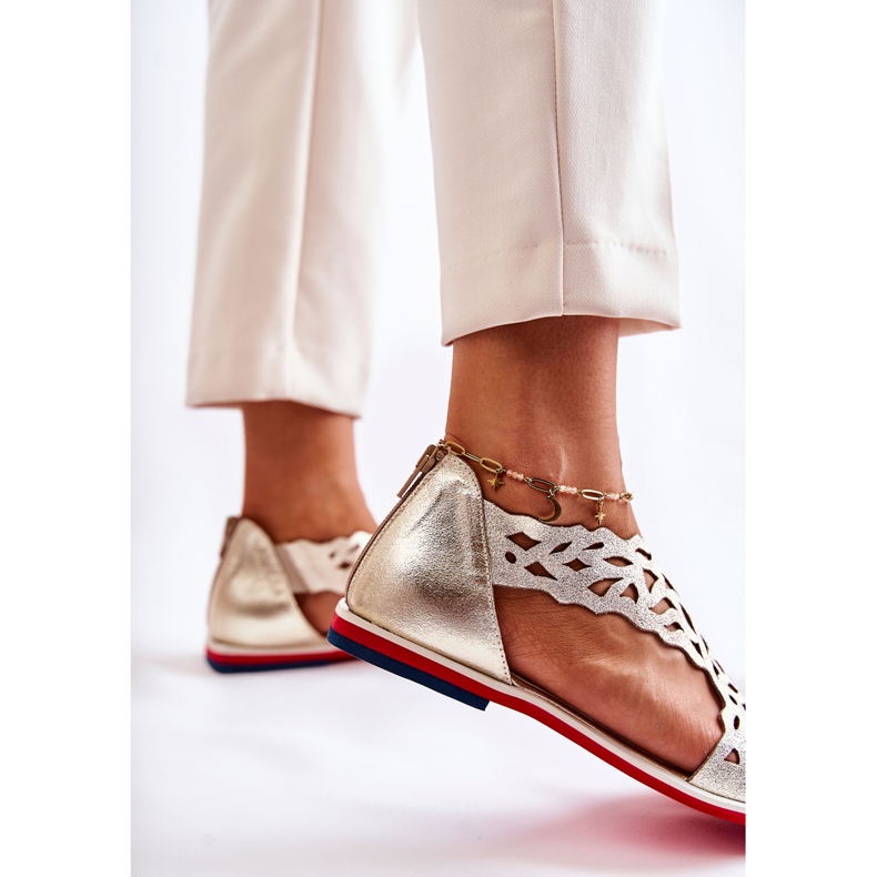 PA2 Kožne lagane otvorene sandale zlatne Alime zlatni 2