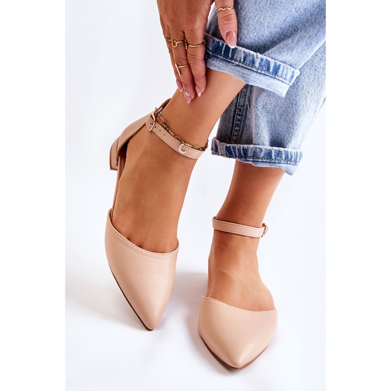 WD1 Ženske kožne balerinke sandale u Spitz bež boji Caprise 1