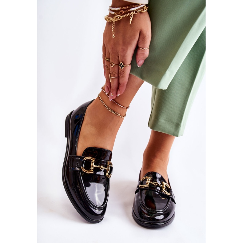 WS1 Ženske lakirane crne mokasine Coriso crna 2