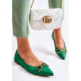 WS1 Ženske balerinke u špicu sa zelenim Carlos ukrasom zelena 2