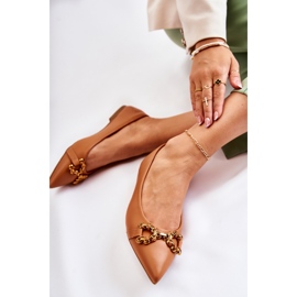 WS1 Ženske balerinke u špicu s Camel Carlos ukrasom smeđa 2