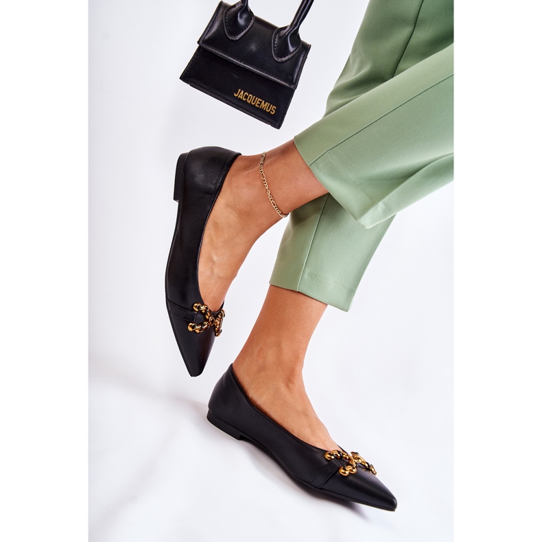 WS1 Ženske balerinke u špicu s crnim Carlos ornamentom crno 2