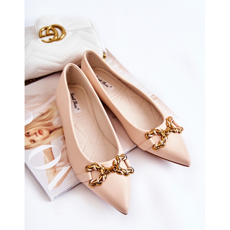 WS1 Ženske balerinke u špicu s bež Carlos ornamentom 1