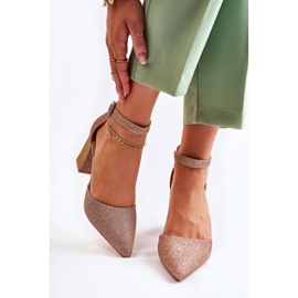 WS1 Sjajne salonke na šipki Tamno zlatne Amira zlatni 1