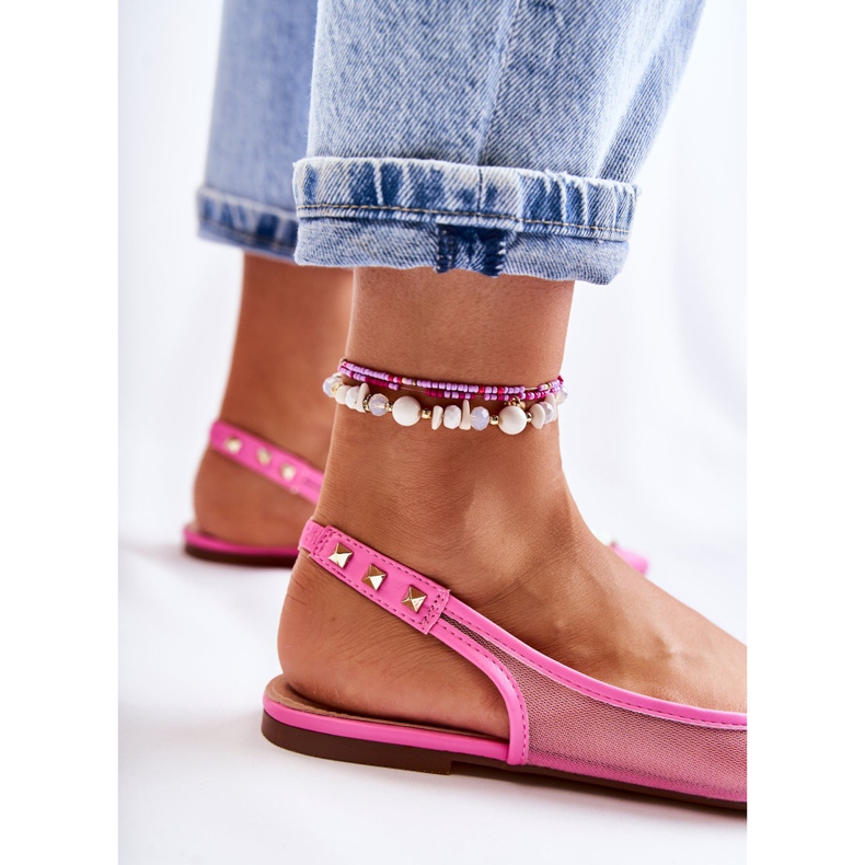 WS1 Ženske balerinke s nitnama Ružičasta Kinley 2