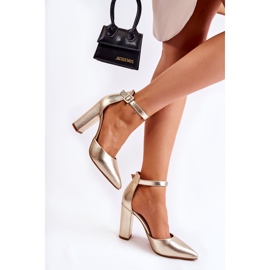 WS1 Kožne cipele na visokom zlatnom Salira stupu zlatna 2