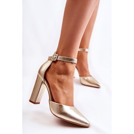 WS1 Kožne cipele na visokom zlatnom Salira stupu zlatna 1