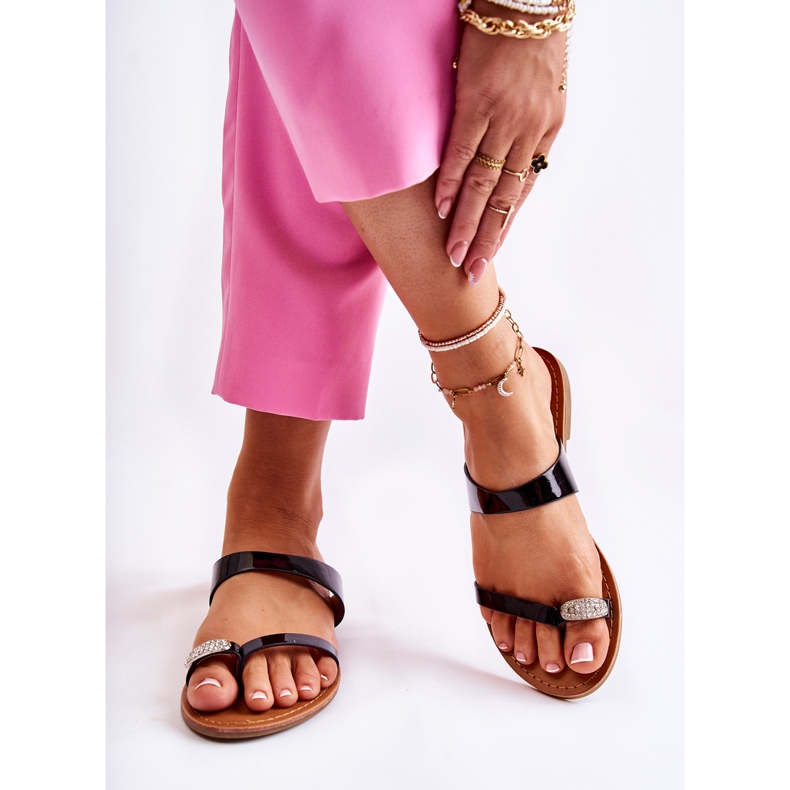 WS1 Ženske lakirane japanke crne Jimena crno 2