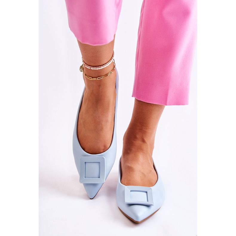 WS1 Kožne balerinke s plavim ornamentom Simone Spitz plava 1