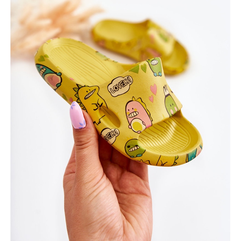 WJ1 Lagane dječje papuče Dinosauri Yellow Astro žuta boja 1