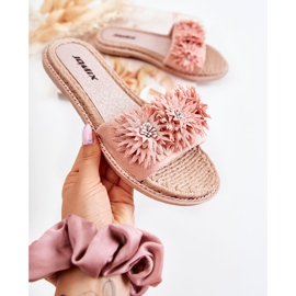 WJ1 Ženske papuče s platnenim cvijećem, ružičasta Susana 1