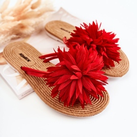 Ženske japanke s ukrasom od tkanine Eviana crvene boje crvena 1