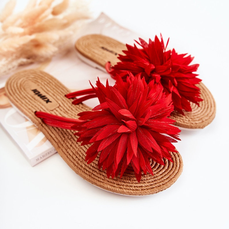 Ženske japanke s ukrasom od tkanine Eviana crvene boje crvena 1