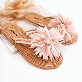 WJ1 Ženske japanke s ukrasom od tkanine Svijetlo ružičasta Eviana 1