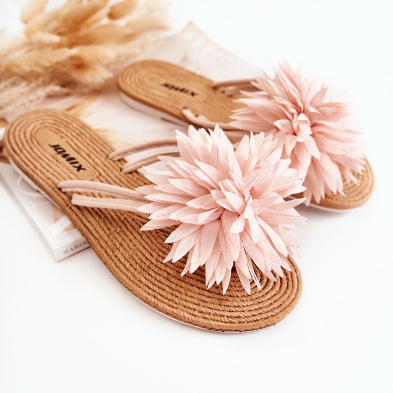 WJ1 Ženske japanke s ukrasom od tkanine Svijetlo ružičasta Eviana 1