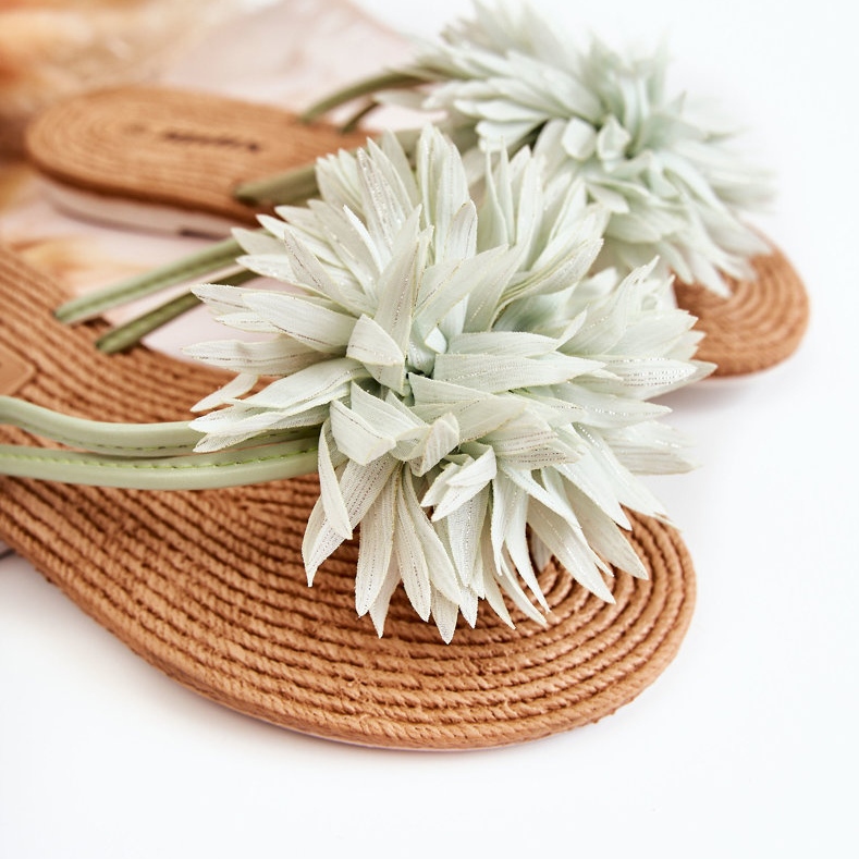 Ženske japanke sa zelenim ukrasom od tkanine Eviana zelena 2