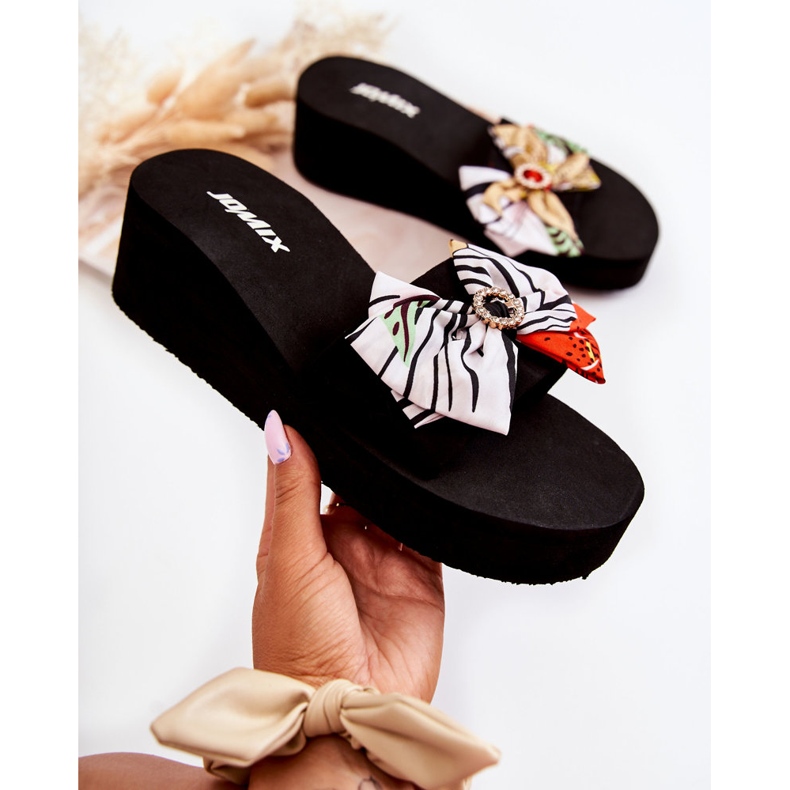 WJ1 Ženske bijele Silana pjenaste papuče na klin bijela raznobojna 1